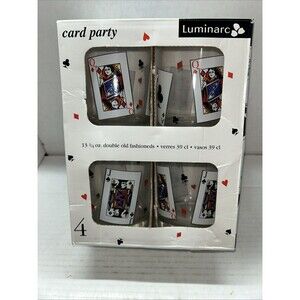 Luminarc Double Old Fashioned Card Party Game Night Glasses Set of (4) 13 1/4 oz